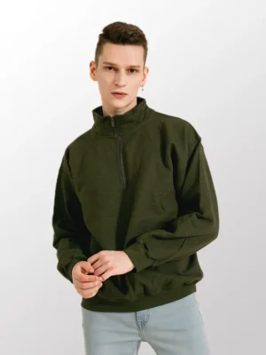 Vintage cadet collar sweatshirt by Gildan 18800 in olive green