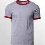 Image of GILDAN 76600 Ringer T Shirt, GILDAN 76600 (UNISEX) in RS Sport Grey/Red