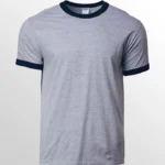 Image of GILDAN 76600 Ringer T Shirt, GILDAN 76600 (UNISEX) in RS Sport Grey / Navy