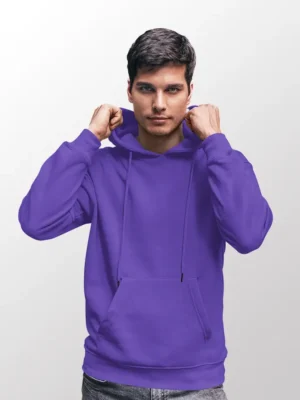 Image of model wearing GILDAN Hooded Sweatshirt, GILDAN 88500 Adult Unisex Hooded Sweatshirt in Purple