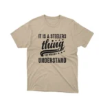 Apparel by Cetakshop Steelers Fan Slogan Graphic Tee - exclusive fan gear. in Sand.