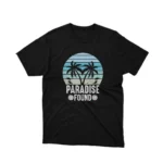 Apparel by Cetakshop Tropical Paradise Graphic Tee - escape to paradise. in Black. The image shows a tropical paradise graphic tees.