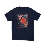 Apparel by Cetakshop Koi Fish Art Graphic Tee - serene and artistic expression. in Navy.