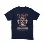 Apparel by Cetakshop Fierce Samurai Helmet Graphic Tee - fearless and bold. in Navy.