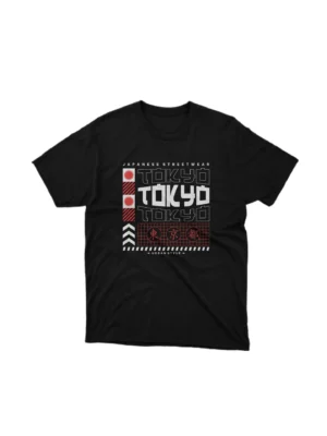 Apparel by Cetakshop Tokyo Urban Graphic Tee - city life and style. in Black. The image shows a tokyo inspired urban graphic tees.