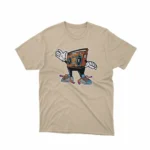 Apparel by Cetakshop Vintage Boombox Graphic Tee - retro-inspired fashion in Sand