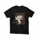 Apparel by Cetakshop Majestic Kitsune Graphic Tee - mystical Japanese folklore. in Black. The image shows a kitsune graphic tees.