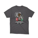 Apparel by Cetakshop Retro Boombox Character graphic tee, featuring a stylized design on a Dark Heather background.