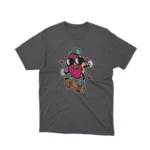 Apparel by Cetakshop Delicious Strawberry Character graphic tee, featuring a stylized design on a Dark Heather background.