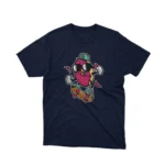 Apparel by Cetakshop Delicious Strawberry Character graphic tee, featuring a stylized design on a Navy background.