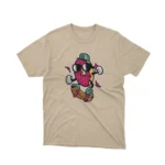 Apparel by Cetakshop Delicious Strawberry Character graphic tee, featuring a stylized design on a Sand background.
