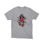 Apparel by Cetakshop Delicious Strawberry Character graphic tee, featuring a stylized design on a Sport Grey background.