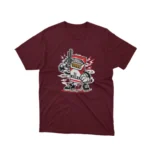 Apparel by Cetakshop Killer Ciggie graphic tee, featuring a stylized design on a Maroon background.