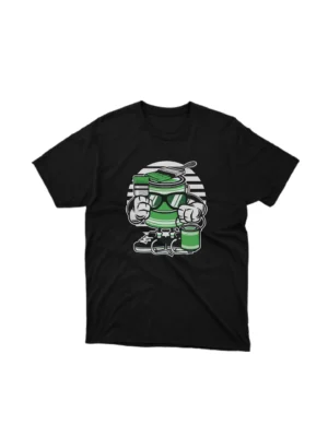 Apparel by Cetakshop Mr Paint Character graphic tee, featuring a stylized design on a Black background. The image shows a mr paint graphic tees.