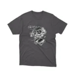 Apparel by Cetakshop Skateboarding Dog Character graphic tee, featuring a stylized design on a Dark Heather background.