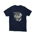 Apparel by Cetakshop Skateboarding Dog Character graphic tee, featuring a stylized design on a Navy background.