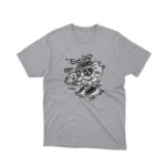 Apparel by Cetakshop Skateboarding Dog Character graphic tee, featuring a stylized design on a Sport Grey background.