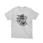 Apparel by Cetakshop Skateboarding Dog Character graphic tee, featuring a stylized design on a White background.