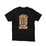 Apparel by Cetakshop Bitcoin Earn graphic tee, featuring a stylized design on a Black background. The image shows a bitcoin graphic tees.