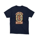 Apparel by Cetakshop Bitcoin Earn graphic tee, featuring a stylized design on a Navy background.