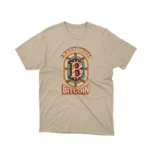 Apparel by Cetakshop Bitcoin Earn graphic tee, featuring a stylized design on a Sand background.