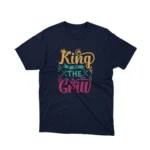 Claim the throne of style with Apparel by Cetakshop's King of the Grill graphic tee, spicing up Navy fabric.