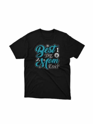 Show off your paw-fect love for your pet with Apparel by Cetakshop's 'Best Dog Mom Ever' graphic tee, a tribute to pet moms on Black fabric. The image shows a best dog mom ever graphic tees.