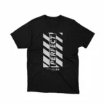 Apparel by Cetakshop Perfect Striped Slogan Graphic Tee - perfect for trendsetters. in Black. The image shows a typography graphic tees.