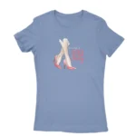 Image of a Carolina Blue 'beautiful boss lady' T-shirt for women, by Apparel by Cetakshop, highlighting stylish high heel graphics for the fashion-forward leader.