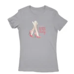 Image of a Sport Grey 'beautiful boss lady' T-shirt for women, by Apparel by Cetakshop, highlighting stylish high heel graphics for the fashion-forward leader.