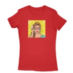 Woman in comic pop art design T-shirt for women in Red, by Apparel by Cetakshop.