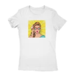 Fashion Pop Art Tee by Apparel by Cetakshop. T Shirt for women decorated with Woman in comic pop art design print T-shirt for women.