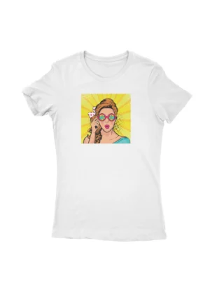 Fashion Pop Art Tee by Apparel by Cetakshop. T Shirt for women decorated with Woman in comic pop art design print T-shirt for women.