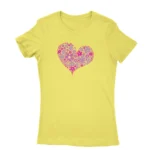 T-shirt for women with a floral heart design in Carolina Blue, by Apparel by Cetakshop.