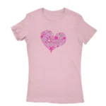 T-shirt for women with a floral heart design in Light Pink, by Apparel by Cetakshop.