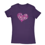 T-shirt for women with a floral heart design in Purple, by Apparel by Cetakshop.