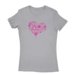 T-shirt for women with a floral heart design in Sport Grey, by Apparel by Cetakshop.