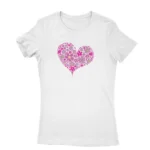 Blooming Heart Tee by Apparel by Cetakshop. T Shirt for women decorated with floral heart design print.