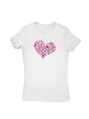 Blooming Heart Tee by Apparel by Cetakshop. T Shirt for women decorated with floral heart design print.