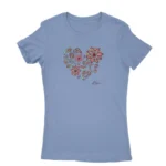 Pink T-shirt for women featuring mandala art in Carolina Blue, by Apparel by Cetakshop.