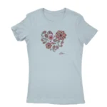 Pink T-shirt for women featuring mandala art in Light Blue, by Apparel by Cetakshop.