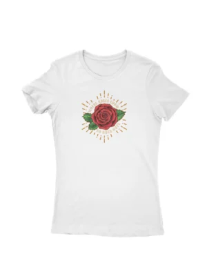 Hope Rose Tee by Apparel by Cetakshop. T Shirt for women decorated with Inspirational rose and hope graphic.