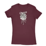 Queen and rose design T-shirt for women in Maroon, by Apparel by Cetakshop.
