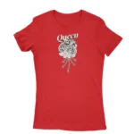 Queen and rose design T-shirt for women in Red, by Apparel by Cetakshop.