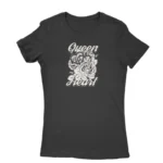 Stylish black T-shirt for women with unique design, available at Apparel by Cetakshop.