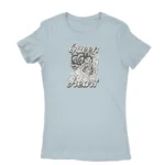 Stylish light blue T-shirt for women with unique design, available at Apparel by Cetakshop.