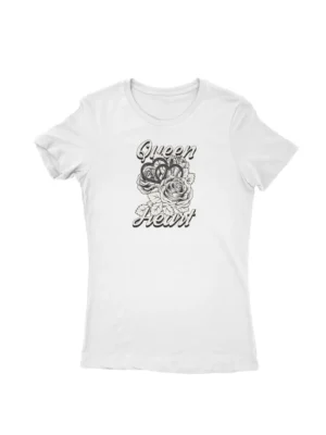 Queen of My Heart Tee by Apparel by Cetakshop. T Shirt for women decorated with Queen of My Heart tpography design print.