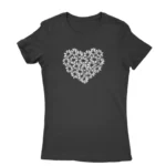 Stylish black T-shirt for women with unique design, available at Apparel by Cetakshop.