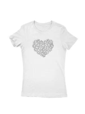 Daisy Heart Tee by Apparel by Cetakshop. T Shirt for women decorated with Floral Heart Design print.