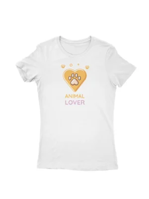 Heart Paw Tee by Apparel by Cetakshop. T Shirt for women decorated with Animal Lover Paw Print design print.